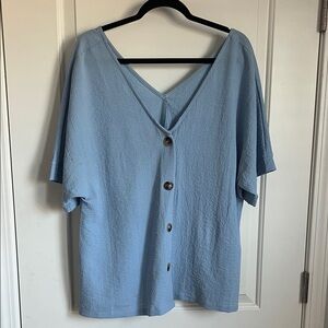 Women's Blue Button-Up Top